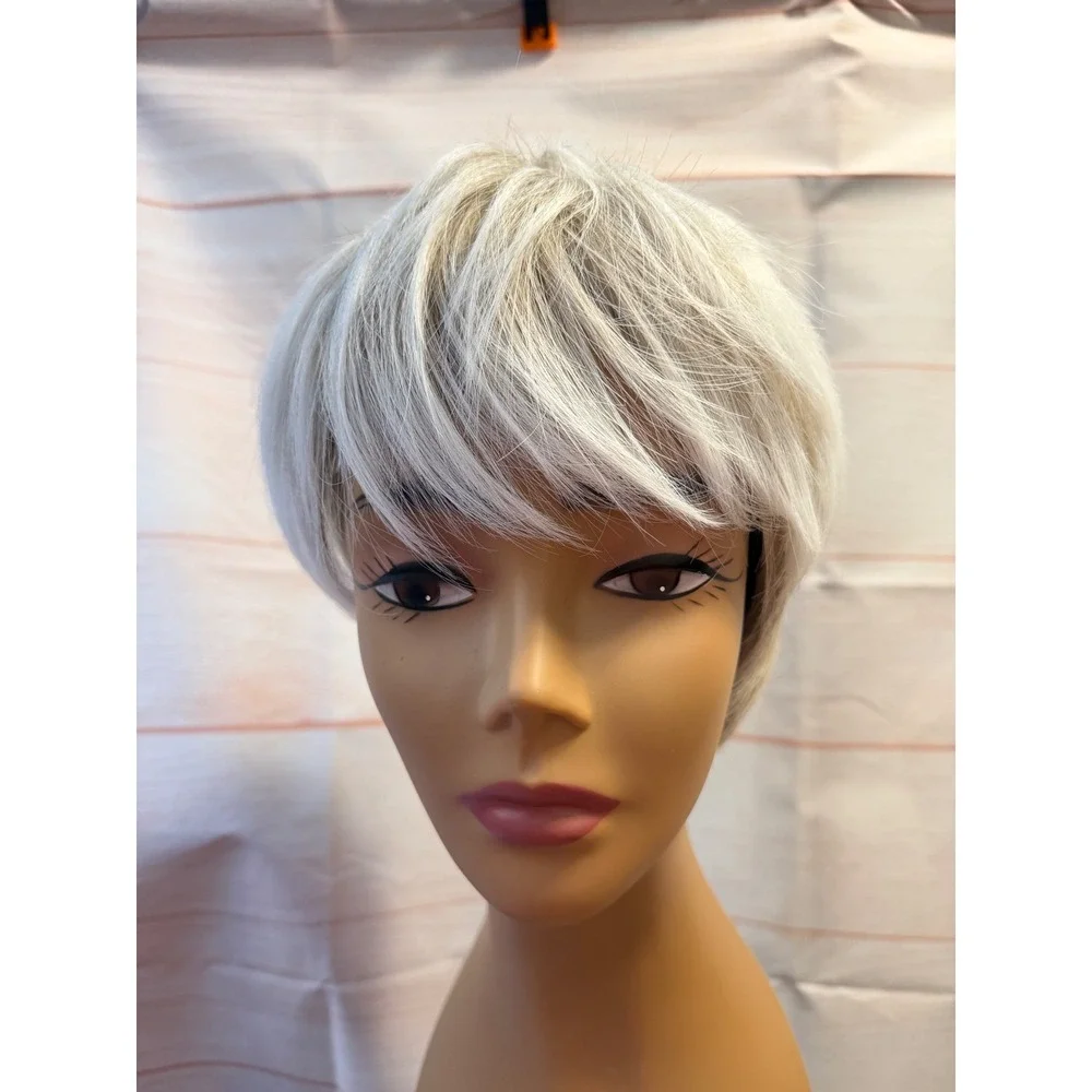 White light brown pixie wig